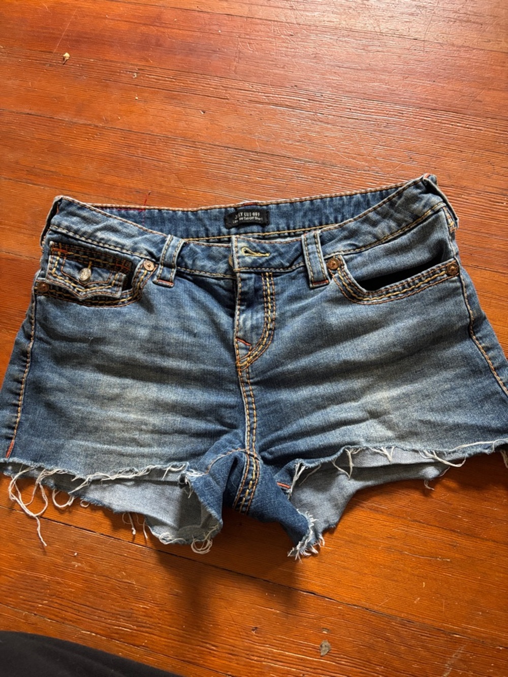 Joey Distressed Blue Denim Cutoff Shorts True Religion